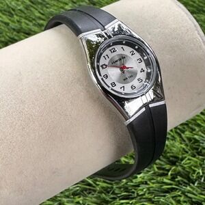 Armitron Pro Sport Silver‎ Tone Watch Black Rubber Strap 165FT Water Resistant